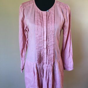 Sundance Coral Linen Lina Pintuck Dress